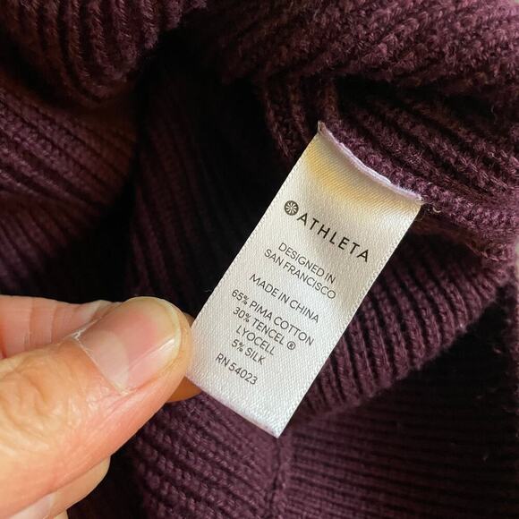 Athleta Rest Day Asym Crewneck Sweater Womens Small Purple Cotton Silk Lyocell - Picture 5 of 11